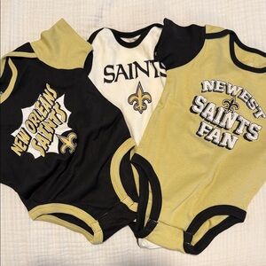 NFL New Orleans Saints Black White and Gold Baby Bodysuit Set
